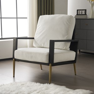 CAVINAS Retro  Armchair for Living Room,Upholstered Velvet Accent Chair with Gold Legs&Rubbewood Frame,Wide Lounge Chair,Sofa Chair with Back - 1 of 4