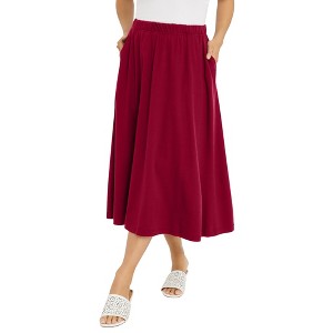 Jessica London Women's Plus Size Soft Ease Midi Skirt - 1 of 4
