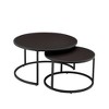 ORRD Set of 2 Nesting Coffee Tables, Modern Round Faux Leather Top with Golden Metal Base for Living Room - 3 of 4