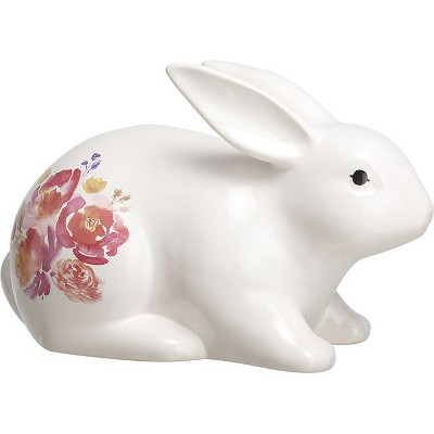 Transpac Ceramic Rosebud Easter Bunny Figurines for Home Decorations Easter Decorative Objects Animal Figurines Made of Dolomite Multicolored Tabletop