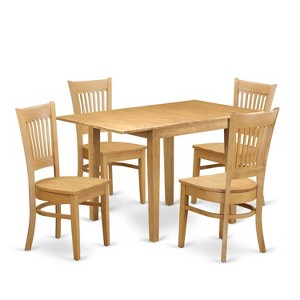 5-Piece Natural Oak Finish Solid Wood Top - Dining Room Set - Seats 4 - 1 of 4