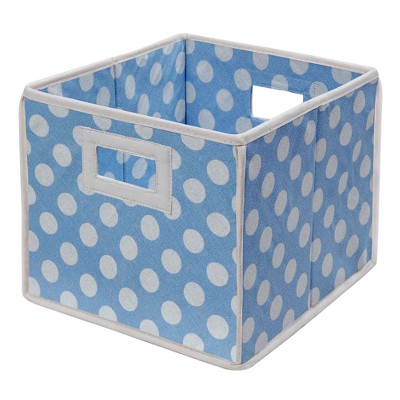 Badger Basket Company Polka Dot Fabric Cube - Blue