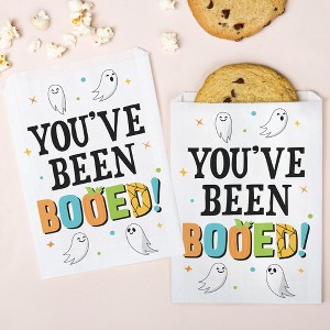 Big Dot of Happiness You've Been Booed Paper Treat Bags, Party Individual Candy Snack Favors, Greaseproof White Sandwich Cookie Bags - 25 Count - 1 of 4