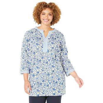 Catherines Women's Plus Size Liz&Me® Mixed Print Colorblock Tunic