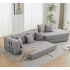 133" Lamb Velvet Folding Convertible 2-in-1 3-Seater L-Shaped Sectional Sofas Convertible & Foldable Design with Throw Pillows - 4 of 4