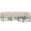 vidaXL 5 Piece Patio Lounge Set with Cushions - Anthracite Poly Rattan Outdoor Garden Furniture with Sturdy Steel Frame and Textilene Fabric - 3 of 4