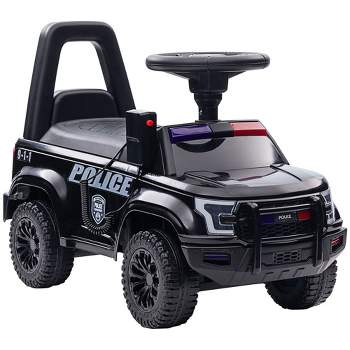 Aosom Kids Ride On Sliding Car with Hidden Under Seat Storage, Ride On Police Car for Toddler with Megaphone, Anti Dumping Device, Removable Backrest, Foot-to-Floor Design, Aged 18-60 Months