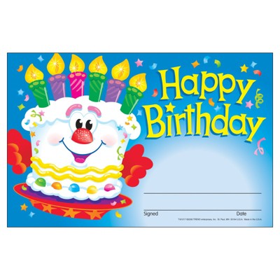 Trend Happy Birthday Cake Recognition Awards, 30 ct (Case of 4)