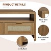 2 Tiers Boho Coffee Table with Storage,40” Mid Century Rattan Console Table with Drawers and Open Shelf - 3 of 4