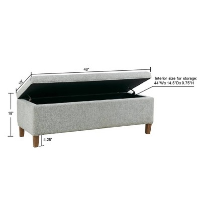 Soft Blue 48" Upholstered Storage Bench with Wood Legs