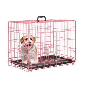 FDW 18-48in Dog Crates for Dogs Folding Mental Wire Crates Dog Kennels Pet Crate with Removable Tray and Handle - 1 of 4