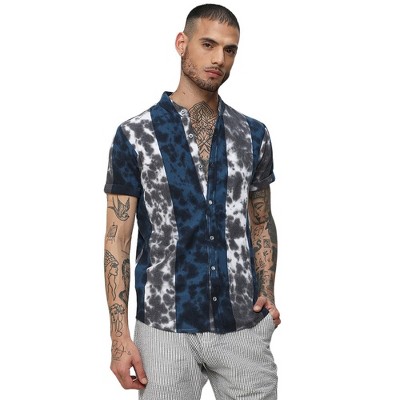 Campus Sutra Men Men's Multicolour Tie-Dye Striped Shirt