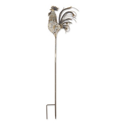 35.25" Iron Chicken Garden Stake Gold - Zingz & Thingz