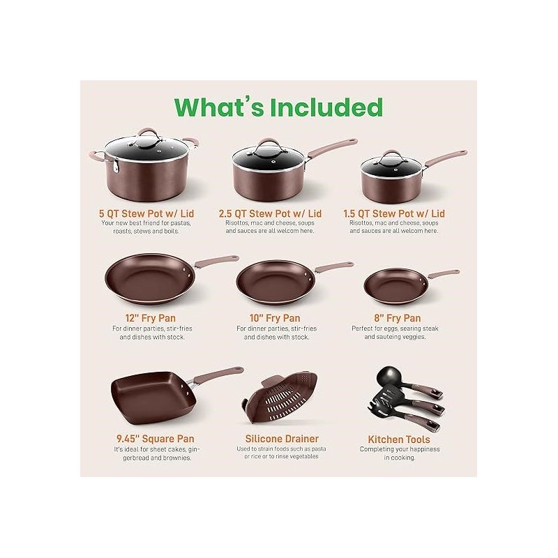 NutriChef Kitchenware Pots & Pans Set – High-qualified Basic Kitchen Cookware Set, Non-Stick (14-Piece Set), 3 of 8