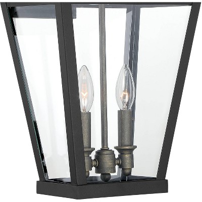 Chateau Grande Black and Gold 2-Light Outdoor Wall Sconce with Glass Shade