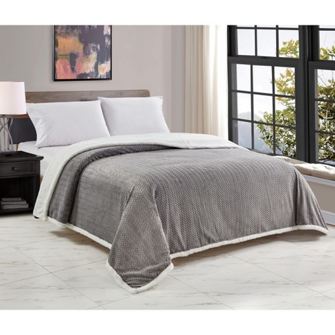 Sheridan Plush And Extra Comfy Chevron Braided Microplush Jacquard Faux Shearling Blanket King 108 X 90 Gray Target