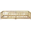 Sapphtopaz Kids Bed Frame, Rubber Wood Floor Bed with Safety Guardrails for Toddlers & Kids' Bedrooms (Twin/Full Size) - 3 of 4