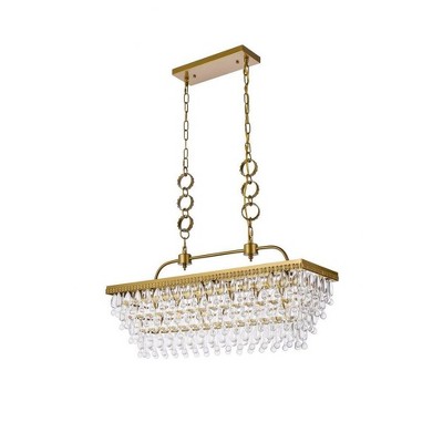 Nordic Brass and Crystal 6-Light Island Pendant
