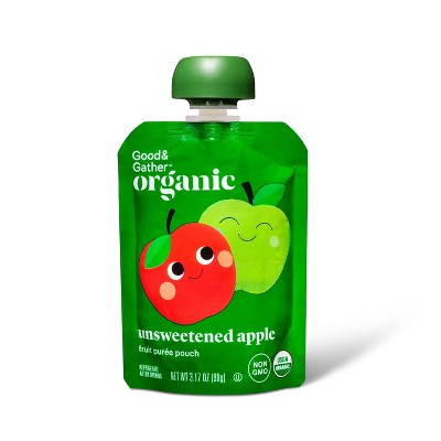 Organic Apple Sauce Pouch - Unsweetened Apple - 3.17oz - Good & Gather™