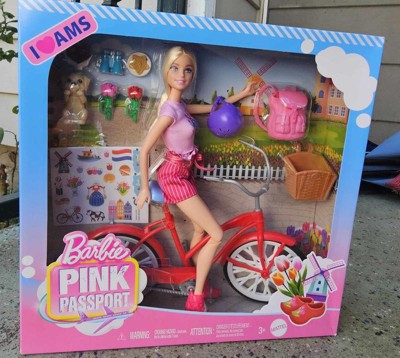 Barbie Pink Passport Holland Doll Set With Bicycle Clothes Travel Accessories Target
