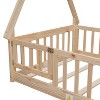 Okak Twin/Full Size Floor Bed Frame with Removable Tent-Shaped Roof & 360°Safety Guardrails for Toddlers 2-6 Years, Easy Assembly Kids Bed, Kids Room - 2 of 4