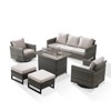 Buenhomino 6 Peices Outdoor Patio Furniture Set with 41" Fire Pit Table, Wicker Swivel Rocking Chairs Conversation Sets for Yard Garden Porch - 2 of 4