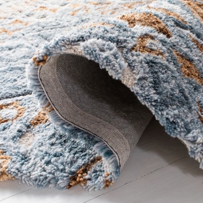 Grey and Gold Hand-Tufted Wool Moroccan Shag Rug, 4' x 6'