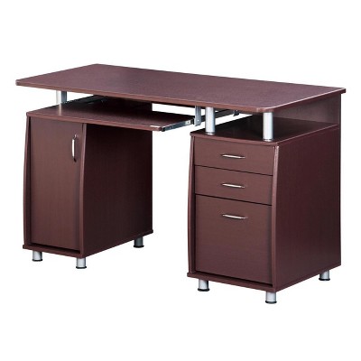 Complete Workstation Computer Desk with Storage Brown - Techni Mobili