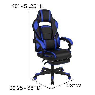 Black and Blue Ergonomic Reclining Gaming Chair with Footrest