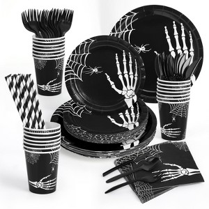 Halloween Hand Bone Disposable Tableware Set,215Pcs Halloween Plates and Napkins Set ,Decorations Includes Plates, Cups, Napkins, Tableware,Serve 25 - 1 of 4