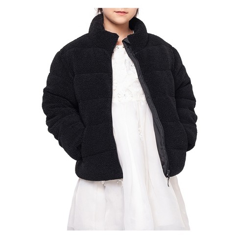 Rokka&Rolla Girls' Reversible Fleece Jacket Puffer Coat-Navy/Rose Pink, Size 4-5