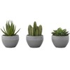 Artificial Plant, 6" Tall, Succulent, Indoor, Faux, Fake, Table, Greenery, Potted, Set Of 3, Decorative, Green Plants, Grey Cement Pots - 2 of 4