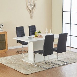 FurnitureR Office Guest Chair Ergonomic No Wheels, Dining Chair Armless Back Support Comfy with PVC Seat Back and Sled Base, Meta Frame, 4PCS, Black - 1 of 4