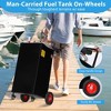 Fuel Caddy, 35 Gallon Portable Gas Storage Tank On 4 Wheels with Manual Transfer Pump, for Cars, Lawn Mowers, ATVs, Boats, Black - 4 of 4