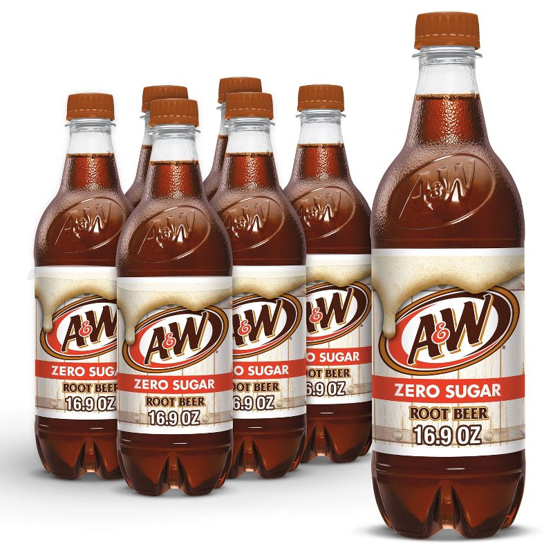 A&#38;W Root Beer Zero Sugar Soda Bottles - 6pk/16.9 fl oz, 1 of 10