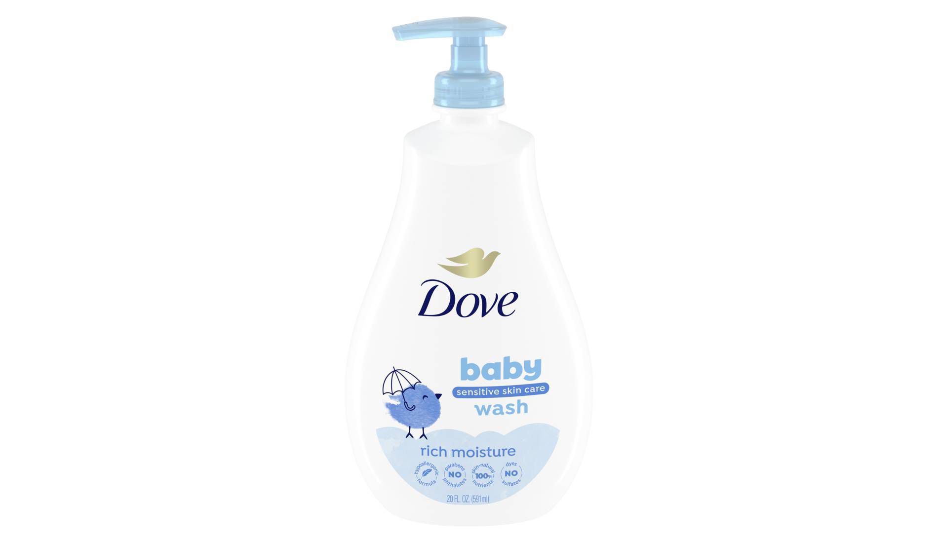 Baby Dove Rich Moisture Baby Wash & Shampoo, Hypoallergenic and Tear-Free - 20 fl oz: Liquid, Pump Bottle, Sensitive and Dry Skin