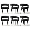 Modern Upholstered Dining Chairs Set of 6, Cushioned Seat with Armrest, Metal Legs, Dining Room and Kitchen Chairs-Maison Boucle - 2 of 4