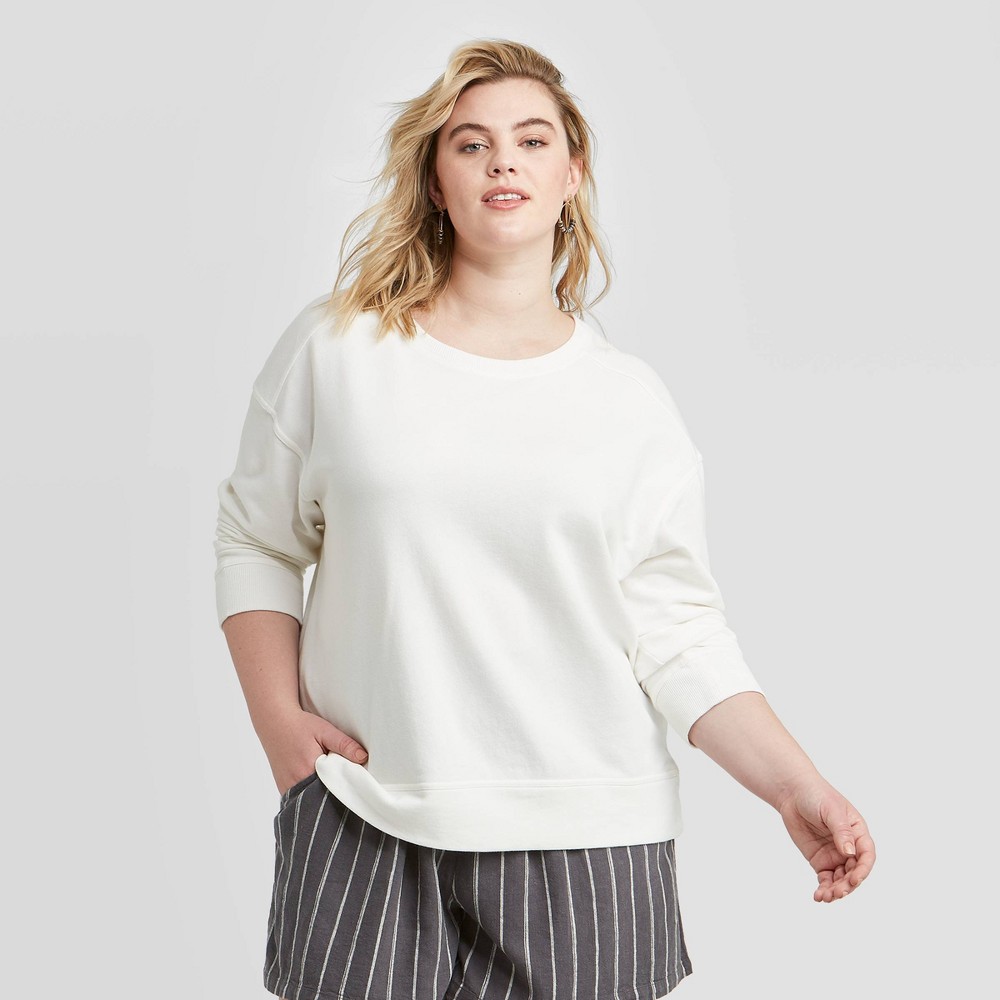 Women's Plus Size Sweatshirt - Universal Thread White 1X was $20.0 now $14.0 (30.0% off)