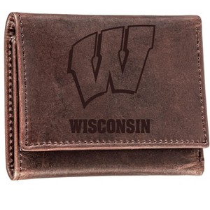Evergreen NCAA Wisconsin Badgers Brown Leather Trifold Wallet Officially Licensed with Gift Box - 1 of 1
