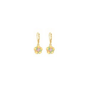Chanteur Hypoallergenic Kids Jewelry Accessories Star Pink CZ Yellow Gold Brass Plating Earrings leverback is made from 925 Sterling silver - 1 of 1