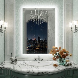Apmir Super Bright 192 LEDs/m Back LED Lighted Anti-Fog Tempered Glass Bathroom/Vanity Mirror with ETL & 3-Year Warranty - 1 of 4