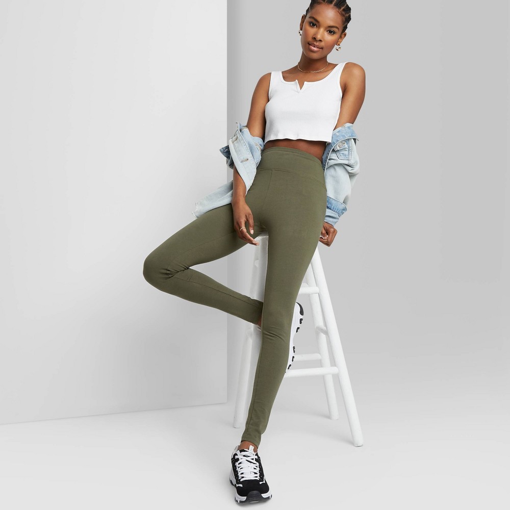 Women's High-Waisted Classic Leggings - Wild Fable™ Deep Olive S