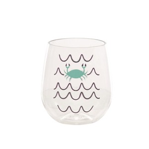 Beachcombers Crab Wave Acrylic Stemless Wine Glass Tumbler Tumbler - 1 of 4