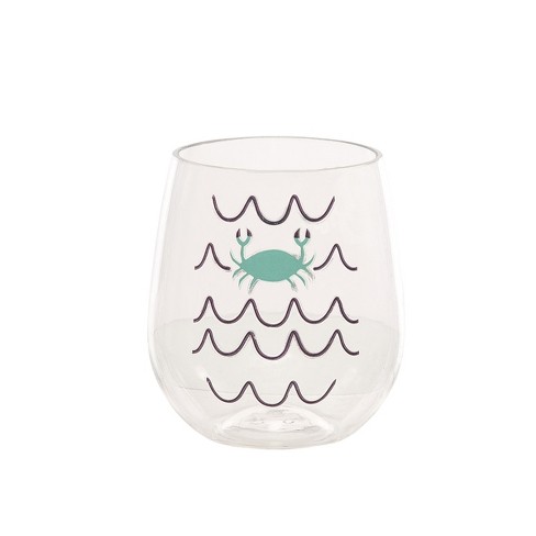 Beachcombers Crab Wave Acrylic Stemless Wine Glass Tumbler Tumbler - image 1 of 4