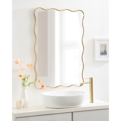 Viona 24" x 36" Gold Scalloped Edge Vanity Mirror