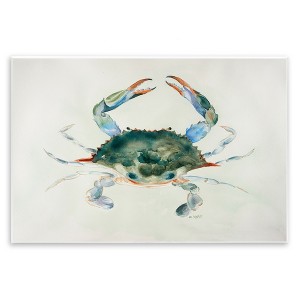 Stupell Industries Blue Sea Crab Over Beige Soft Watercolors Wall Plaque Art, 19" x 13" - 1 of 4