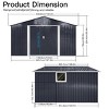 11x10 FT Large Metal Outdoor Tool Storage Shed,Storage House With Window And Galvanized Frame,Storage Shed For Garden Backyard-Coolbibila - 4 of 4