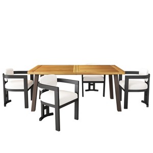 Christopher Knight Home Aria 5 Pieces Modern Wood and Metal Upholstered Dining Set - 1 of 4