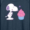 Women's - Peanuts - Snoopy Heart Cupcake Lightweight French Terry Wide Neck Long Sleeve Shirt - 2 of 4