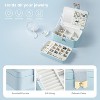 2-Layer Jewelry Box for Teen Girls, Bow Clasp Organizer with Mirror for Earrings & Rings, Blue - 3 of 4